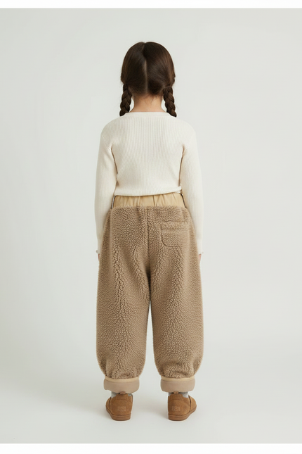 Pantalon Marron Polaire Ample Chaud Enfant Hiver - Molleton - vue 2