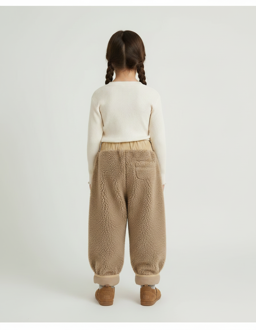 Pantalon Marron Polaire Ample Chaud Enfant Hiver - Molleton - vue 2