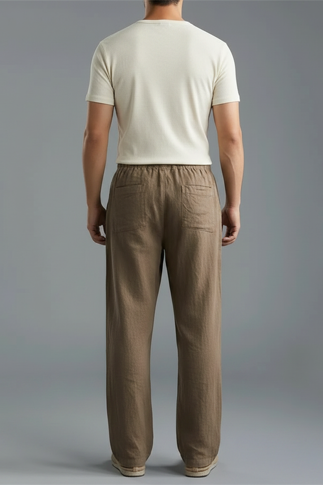 Pantalon Léger Marron - Lin - vue 2