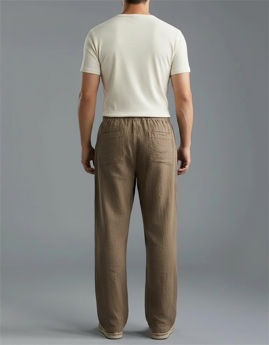 Pantalon Léger Marron - Lin - vue 2