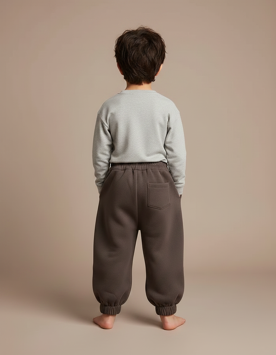 Pantalon Marron Polaire Ample Chaud Hiver Enfant - Molleton - vue 2