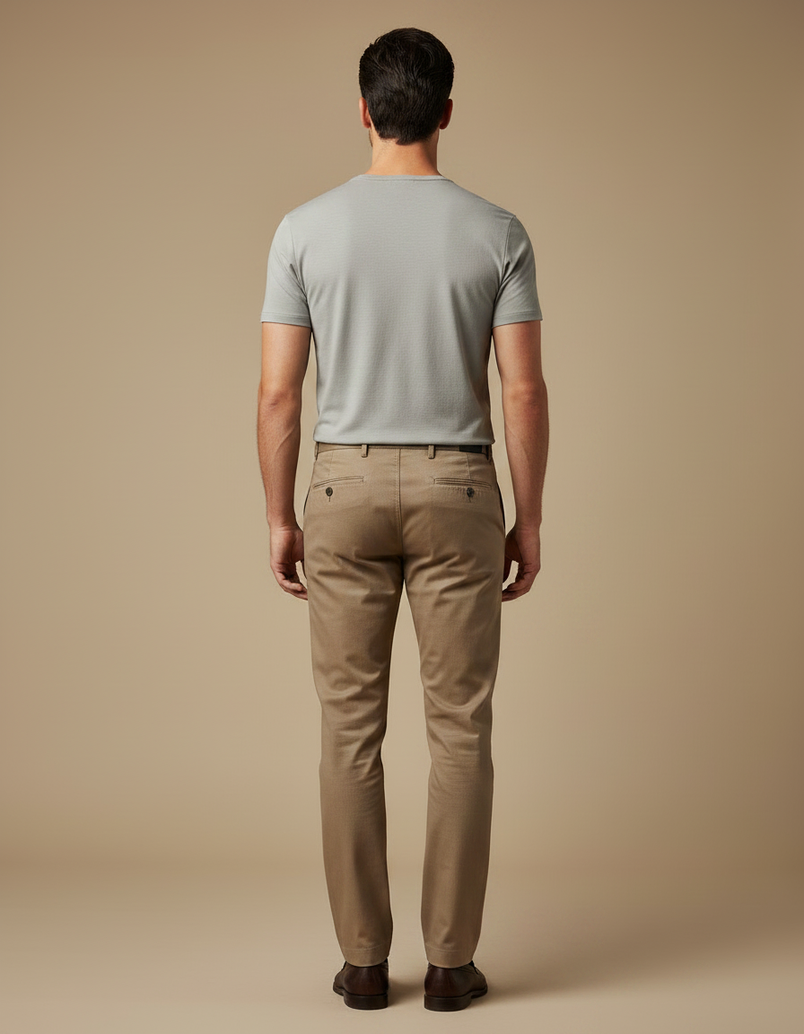 Pantalon Marron Homme Coton Slim Élégant Décontracté - Gabardine - vue 2