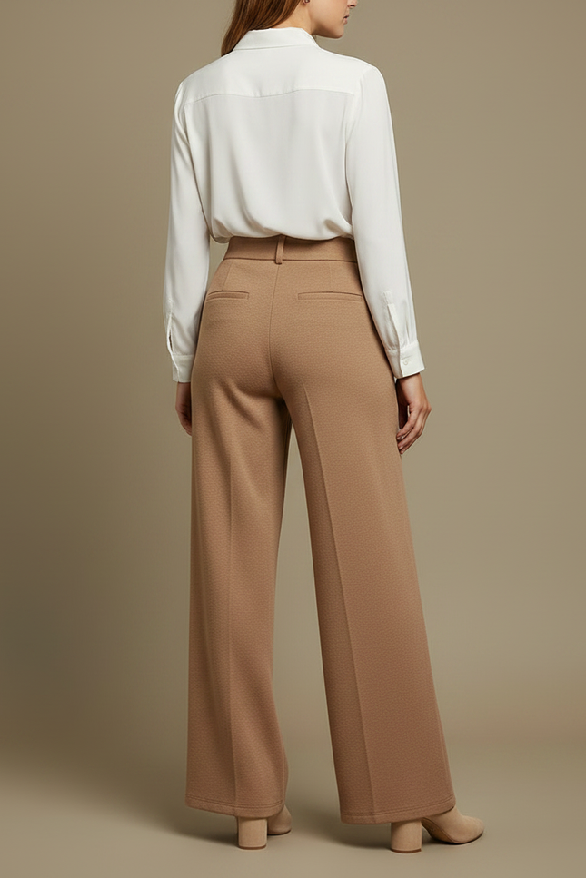 Pantalon Flanelle Marron - Camel Laine - vue 2