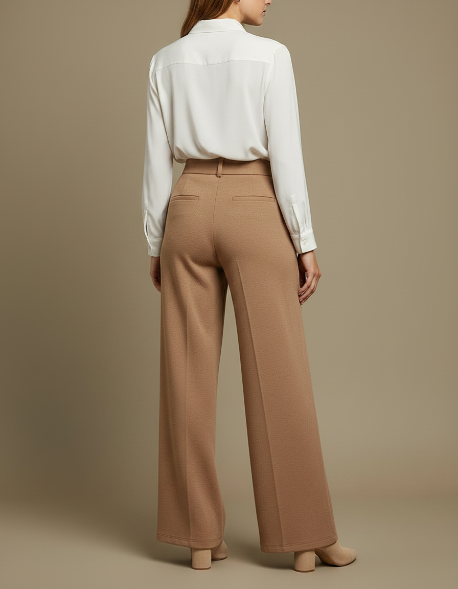 Pantalon Flanelle Marron - Camel Laine - vue 2