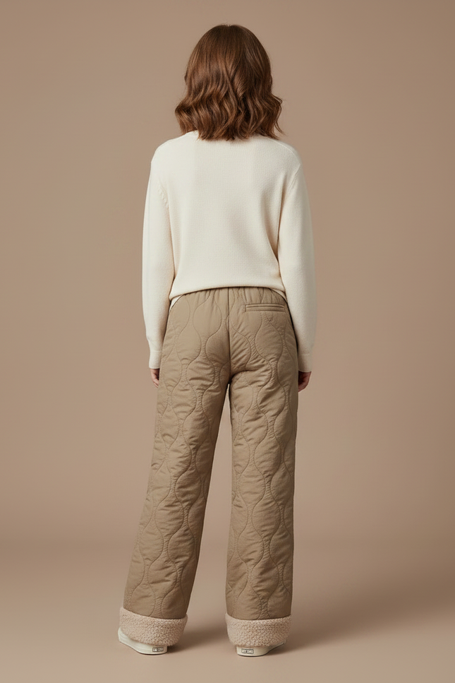 Pantalon Marron Matelassé Doux Large Confortable Enfant - Kaki Polyester - vue 2