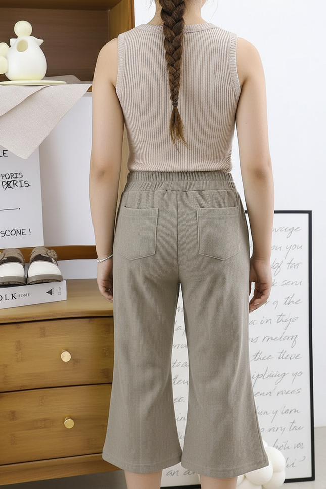Pantalon Marron Côtelé Évasé Enfant Décoré Confortable - Cordé
