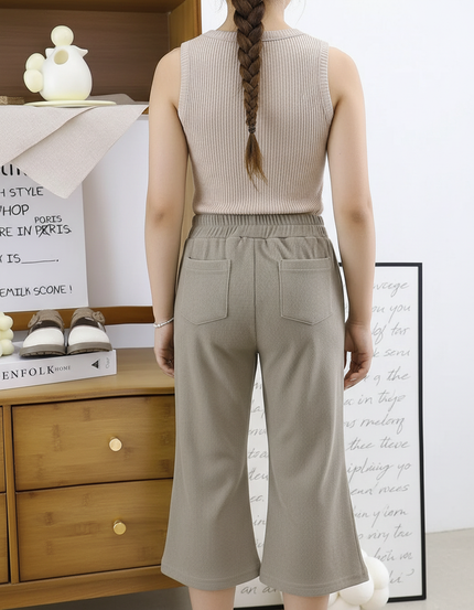 Pantalon Marron Côtelé Évasé Enfant Décoré Confortable - Cordé