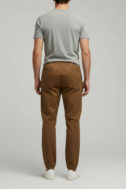 Pantalon Marron Homme Coton Décontracté Slim Fit - vue 2