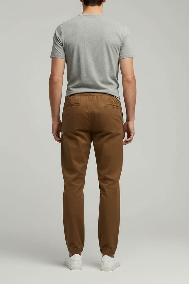 Pantalon Marron Homme Coton Décontracté Slim Fit - vue 2