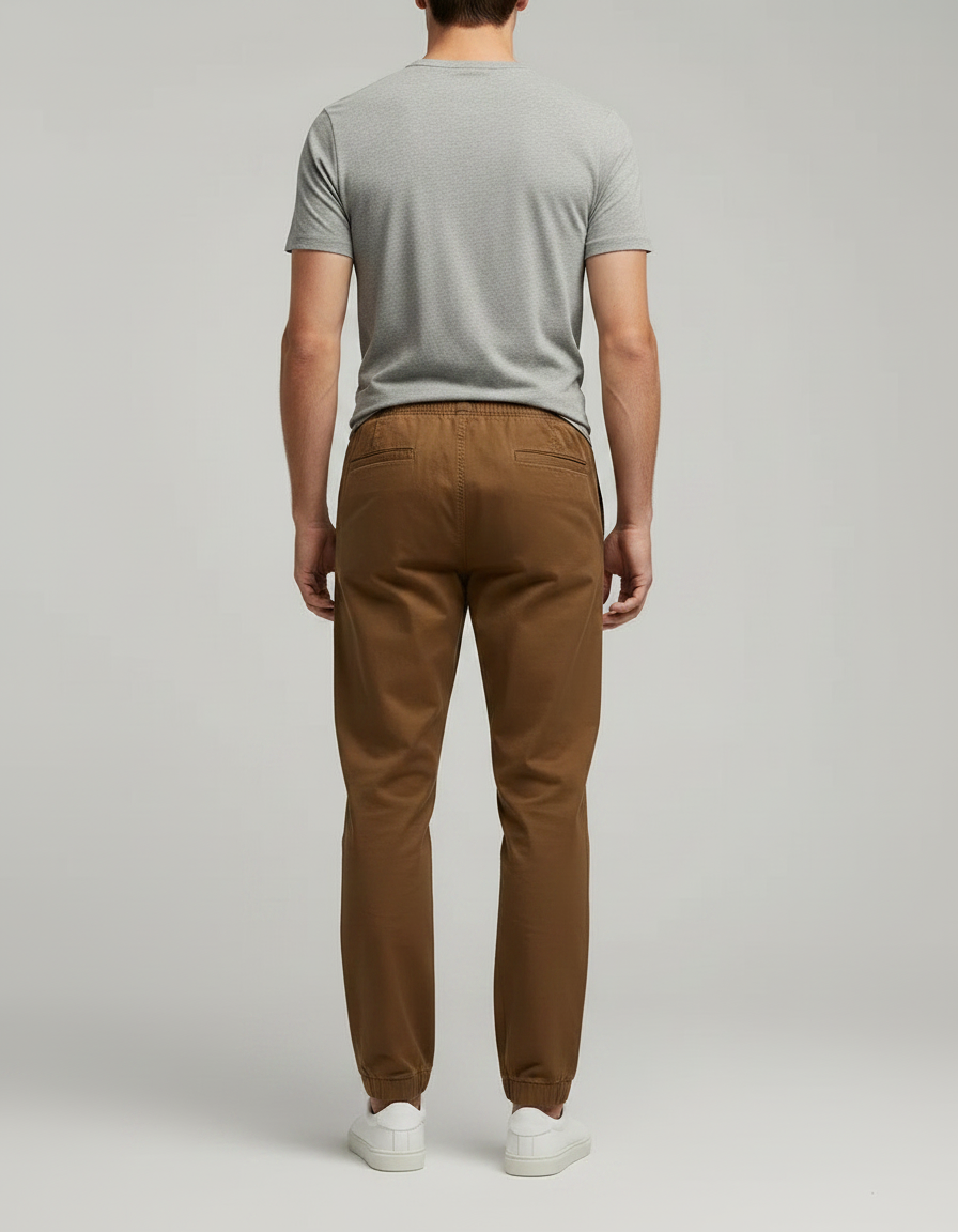 Pantalon Marron Homme Coton Décontracté Slim Fit - vue 2