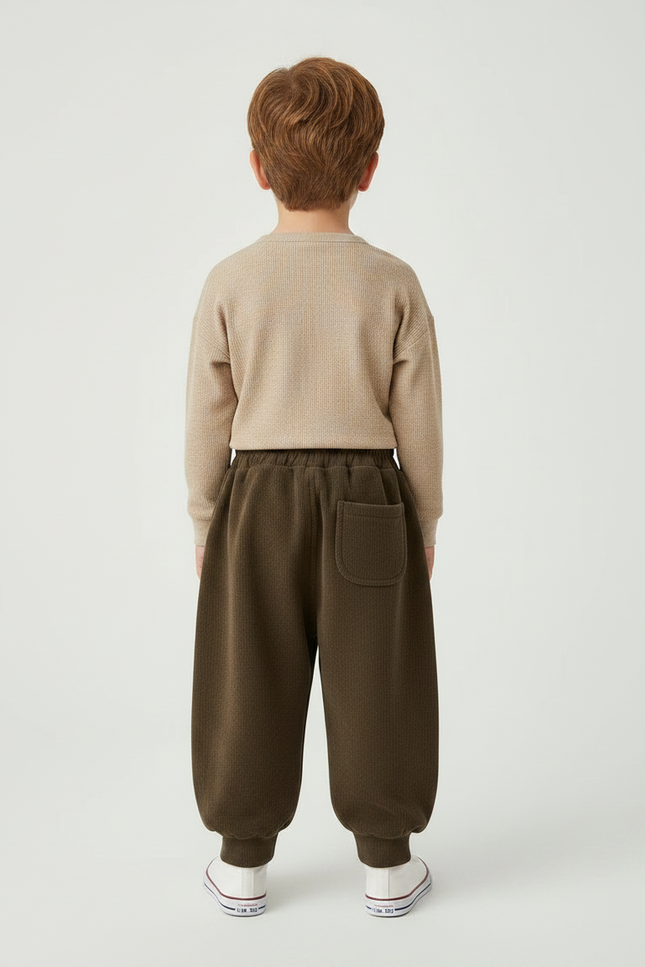 Pantalon Marron Ample Côtelé Épais Décontracté Enfant - Molleton - vue 2