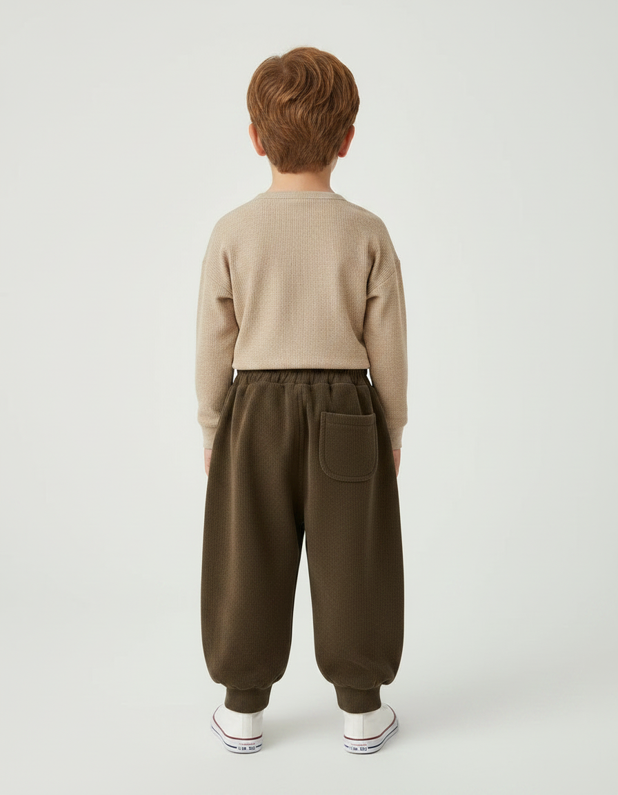Pantalon Marron Ample Côtelé Épais Décontracté Enfant - Molleton - vue 2