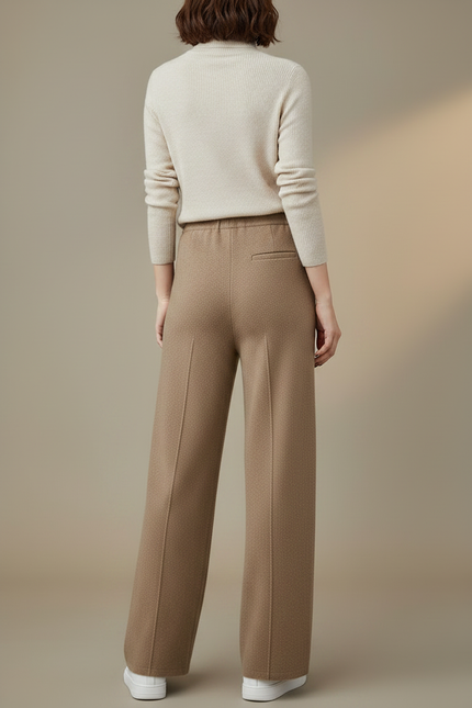 Pantalon Marron Tricoté Large Taille Haute Décontracté - Maille - vue 2