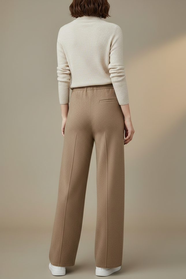 Pantalon Marron Tricoté Large Taille Haute Décontracté - Maille - vue 2