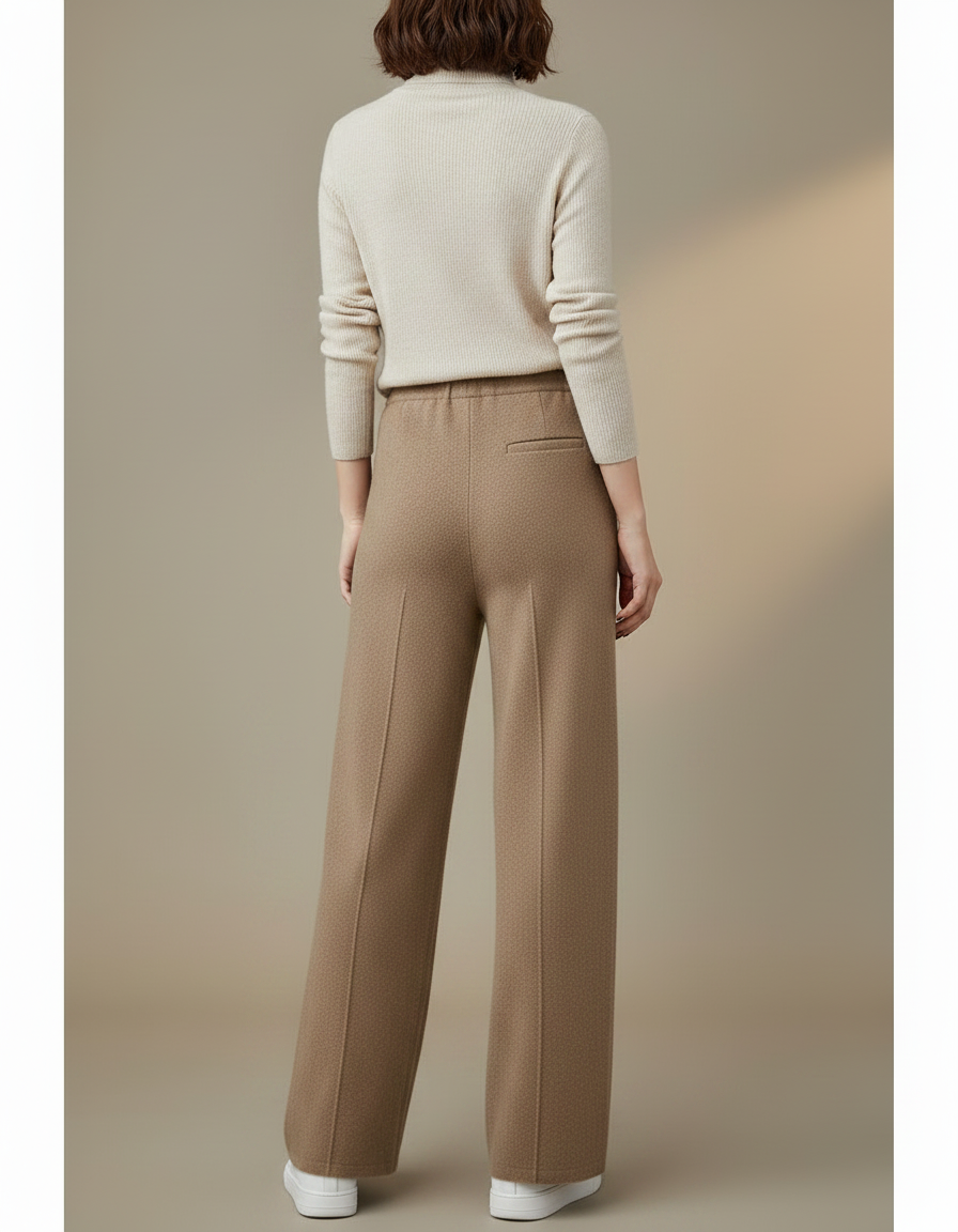 Pantalon Marron Tricoté Large Taille Haute Décontracté - Maille - vue 2