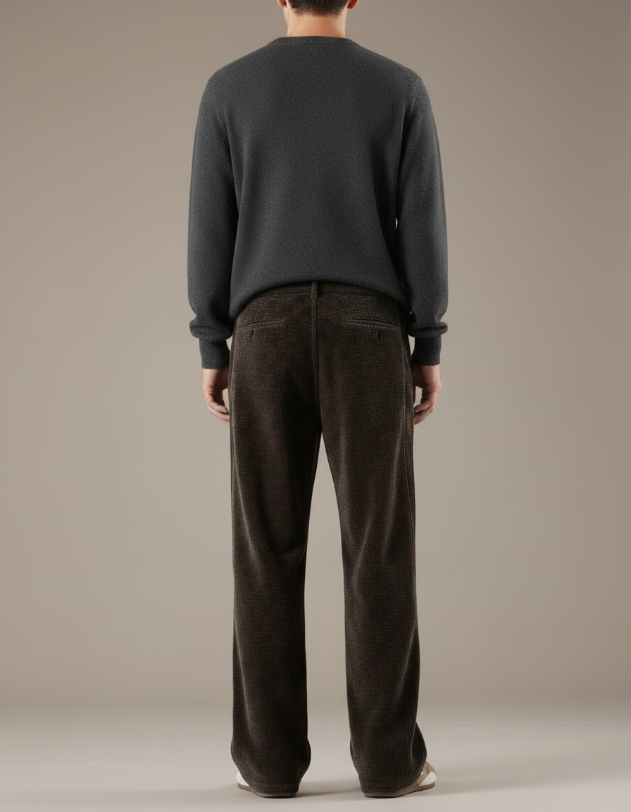 Pantalon Marron Côtelé Ample Décontracté Vintage - Cordé - vue 2
