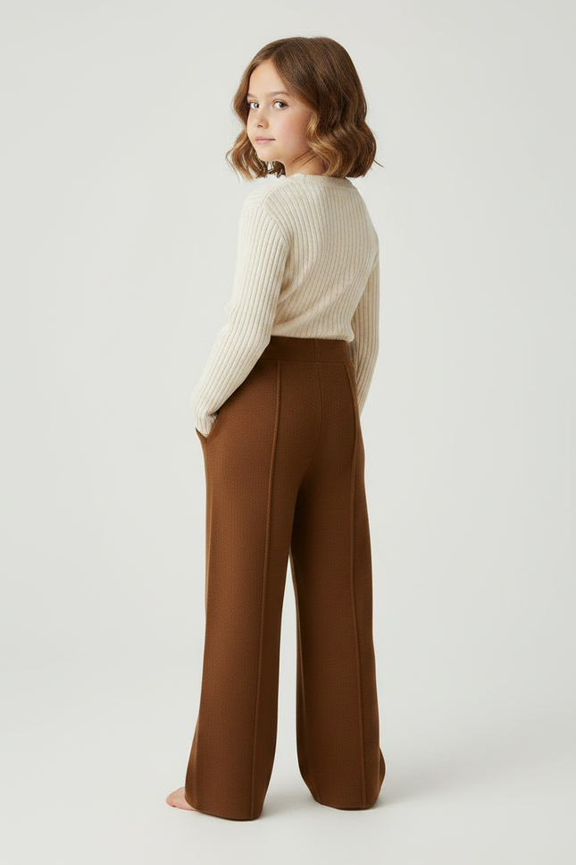 Pantalon Marron Ample Tricoté Confortable Enfant - Maille - vue 2