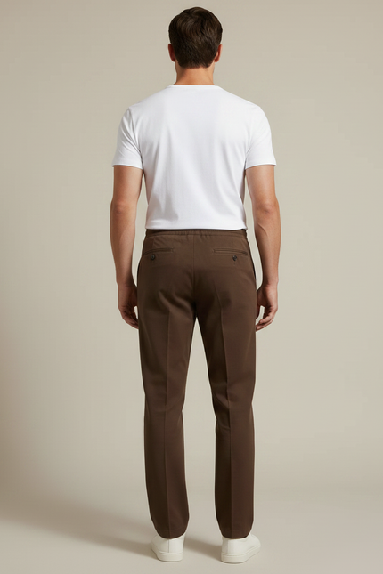 Pantalon Marron Homme Décontracté Droit Cordon Serrage - Gabardine - vue 2