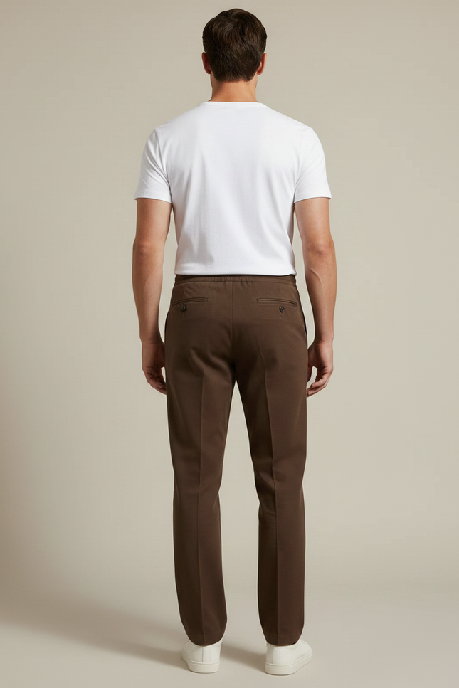 Pantalon Marron Homme Décontracté Droit Cordon Serrage - Gabardine - vue 2