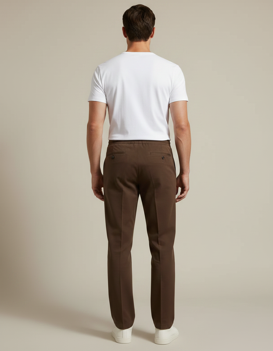 Pantalon Marron Homme Décontracté Droit Cordon Serrage - Gabardine - vue 2