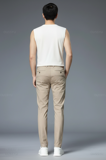 Pantalon Marron Chino Slim Extensible Décontracté Homme - Beige Gabardine - vue 2