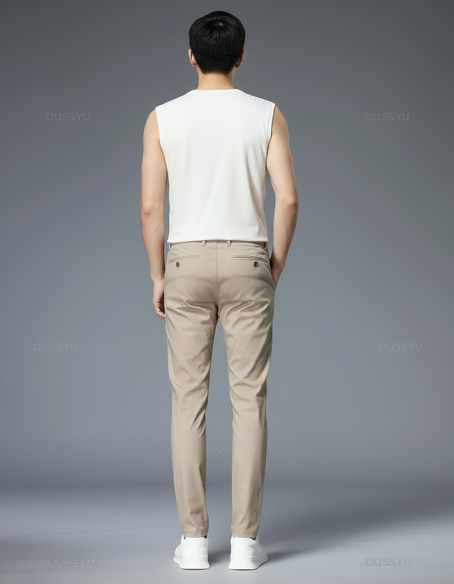 Pantalon Marron Chino Slim Extensible Décontracté Homme - Beige Gabardine - vue 2