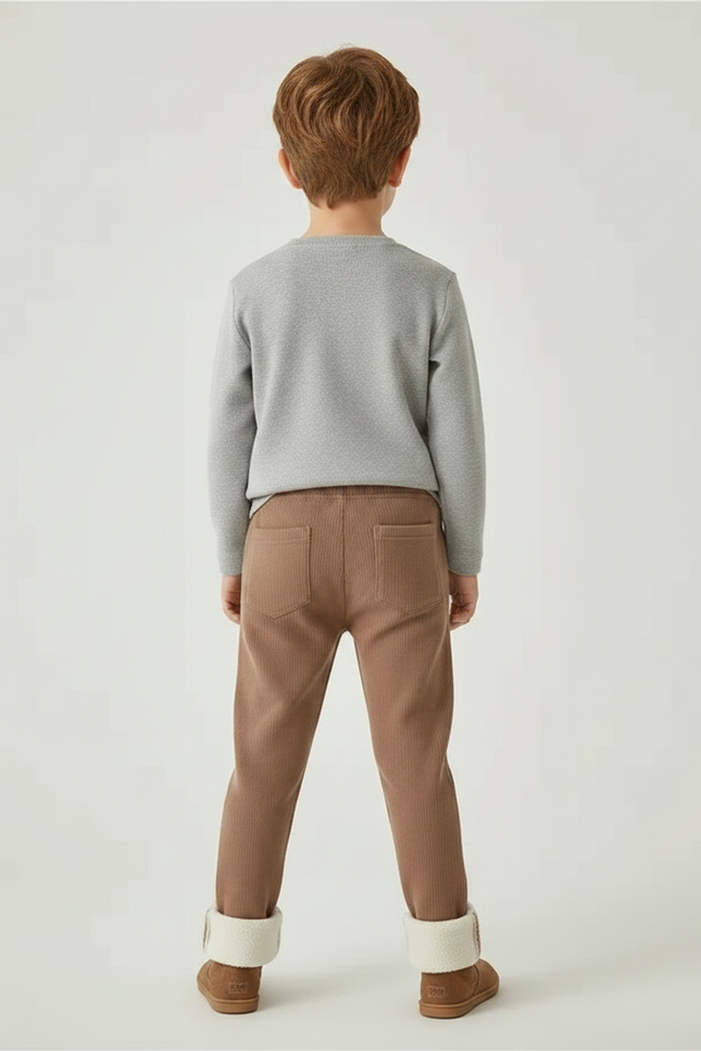Pantalon Marron Côtelé Doublé Ourson Élastique Enfant - Cordé - vue 2