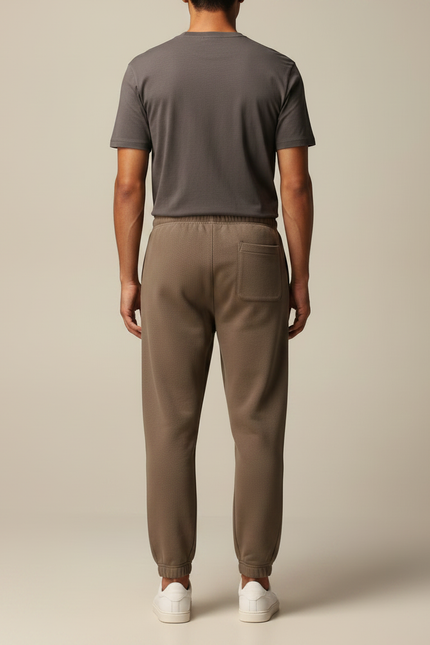 Pantalon Marron Ample Coton Décontracté Cordon Homme - Molleton - vue 2