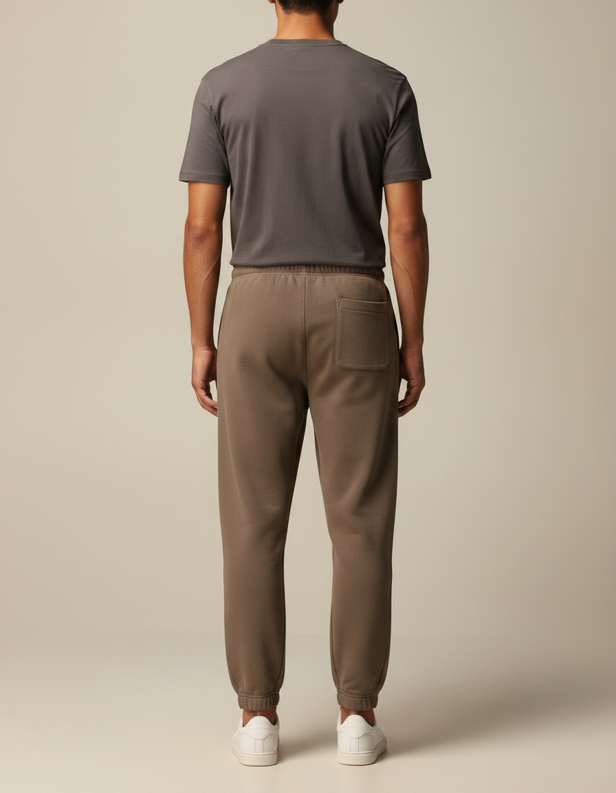 Pantalon Marron Ample Coton Décontracté Cordon Homme - Molleton - vue 2