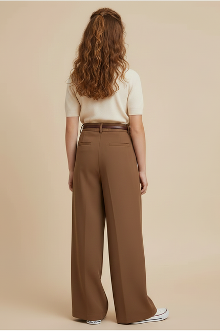 Pantalon Marron Ample Plissé Fluide Élégant - Viscose - vue 2