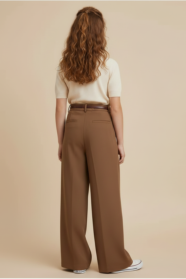 Pantalon Marron Ample Plissé Fluide Élégant - Viscose - vue 2