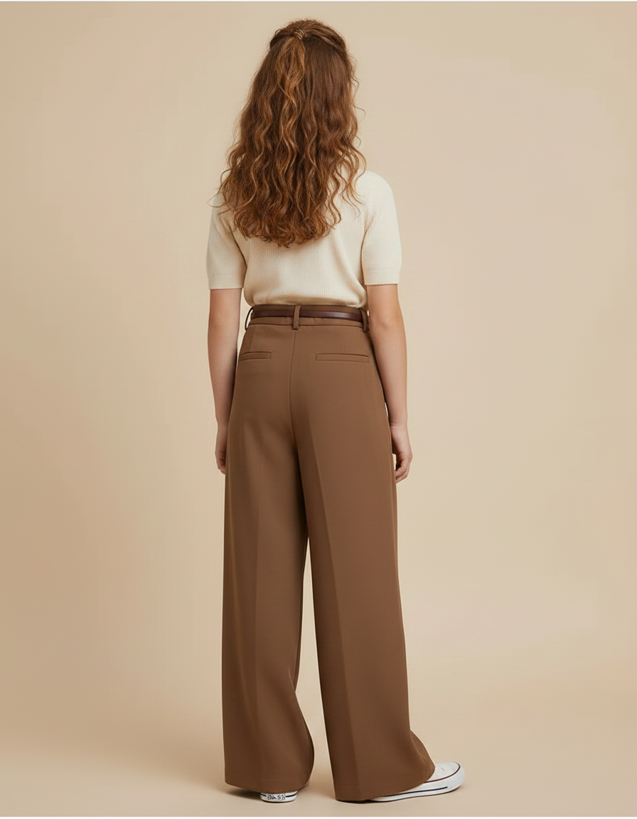 Pantalon Marron Ample Plissé Fluide Élégant - Viscose - vue 2