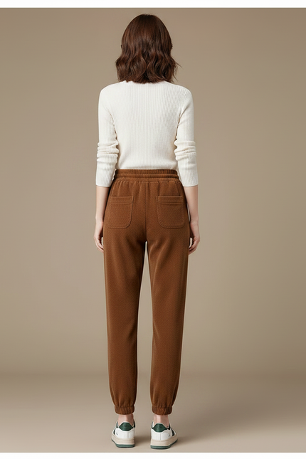 Pantalon Marron Côtelé Doux Ample Confortable - Cordé - vue 2