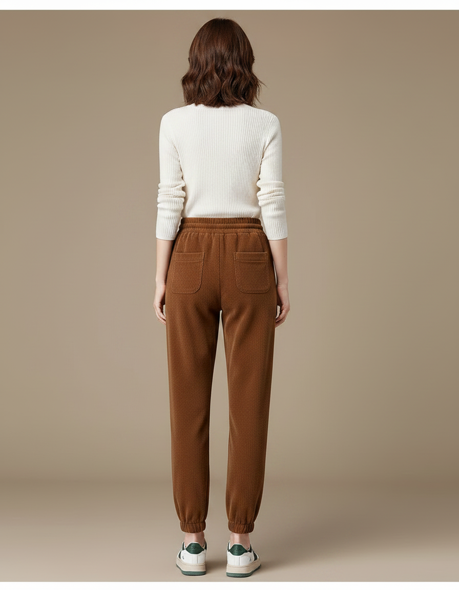 Pantalon Marron Côtelé Doux Ample Confortable - Cordé - vue 2
