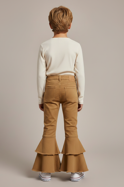 Pantalon Marron Évasé Volants Enfant Double - Toile - vue 2