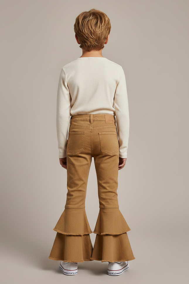 Pantalon Marron Évasé Volants Enfant Double - Toile - vue 2