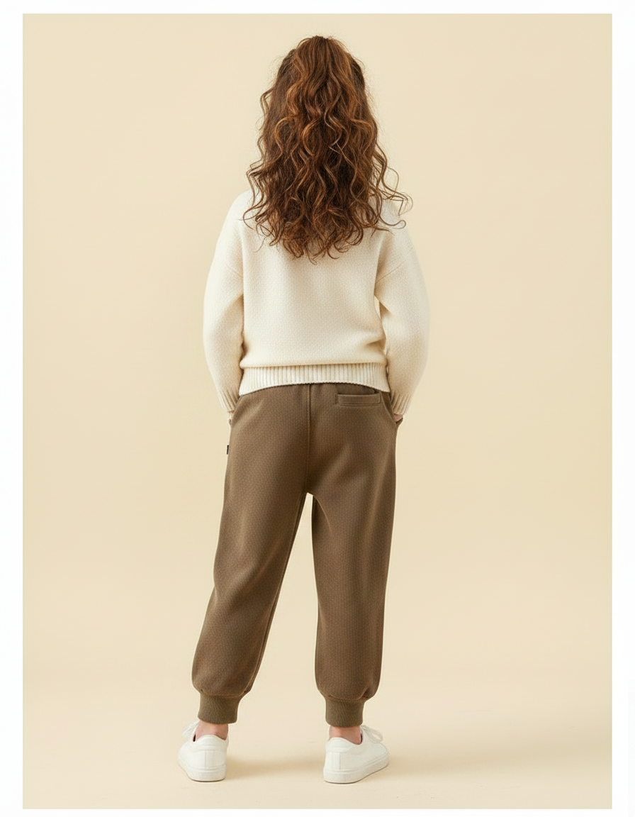 Pantalon Marron Molletonné Chaud Sport Décontracté Enfant - vue 2