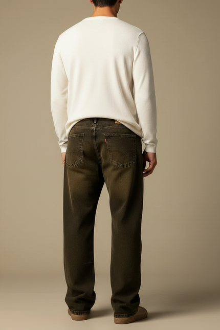 Pantalon Jean Marron Homme - vue 2