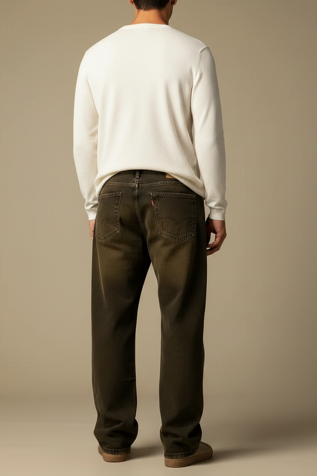 Pantalon Jean Marron Homme - vue 2