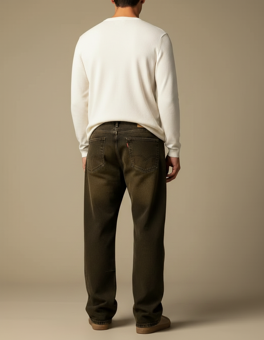 Pantalon Jean Marron Homme - vue 2