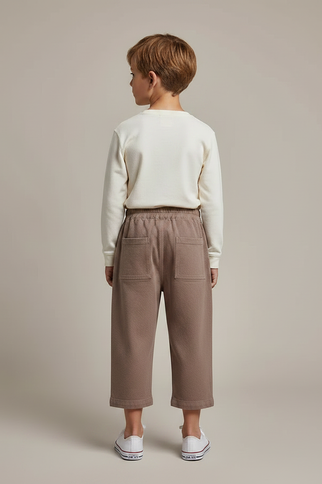 Pantalon Marron Ample Coton Décontracté Enfant Garçon - Molleton - vue 2