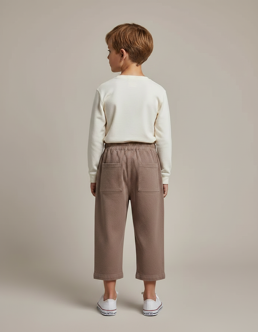 Pantalon Marron Ample Coton Décontracté Enfant Garçon - Molleton - vue 2
