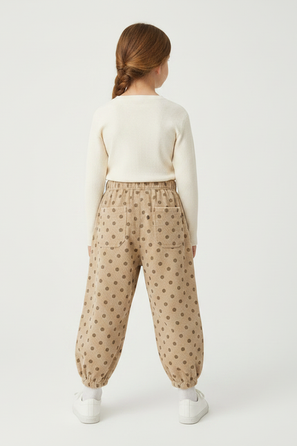 Pantalon Marron Côtelé Harem Points Enfant - Cordé - vue 2