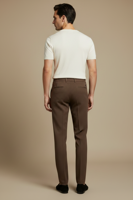 Pantalon Cigarette Marron - Maille - vue 2