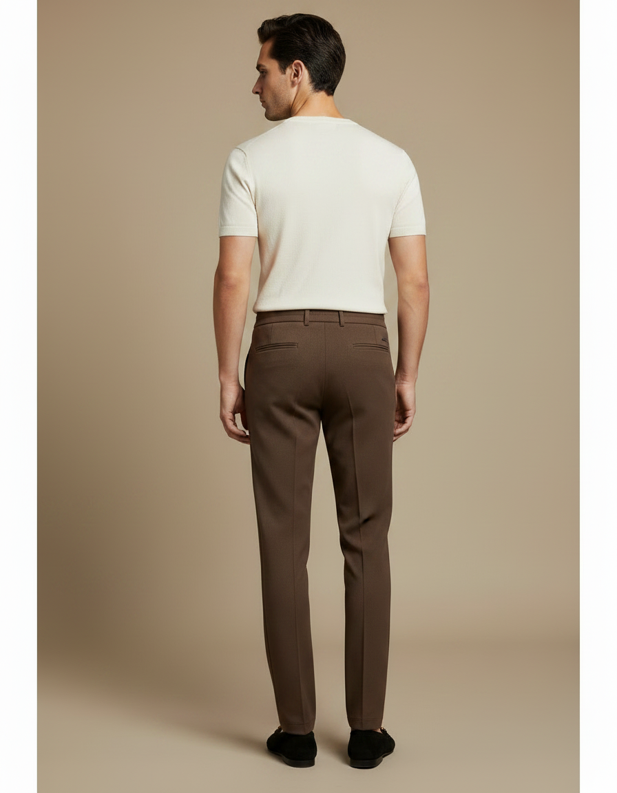 Pantalon Cigarette Marron - Maille - vue 2