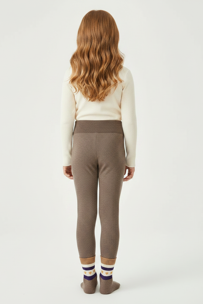 Pantalon Marron Côtelé Slim Tricoté Fille - Maille - vue 2