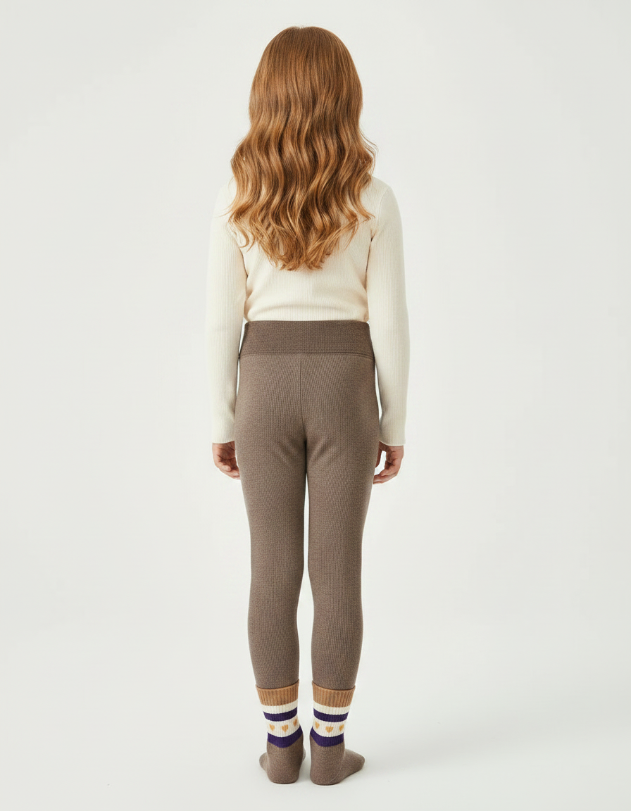Pantalon Marron Côtelé Slim Tricoté Fille - Maille - vue 2