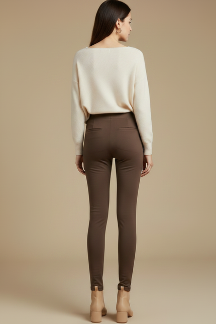 Pantalon Marron Moulant Thermique Polaire Confortable - Molleton - vue 2