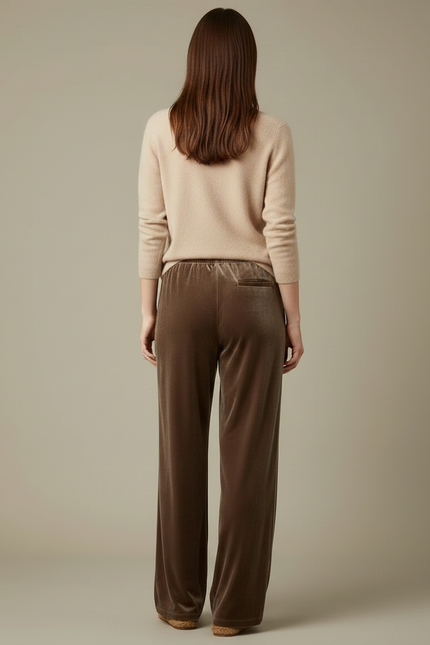 Pantalon Marron Velours Ample Fluide Décontracté Femme - vue 2