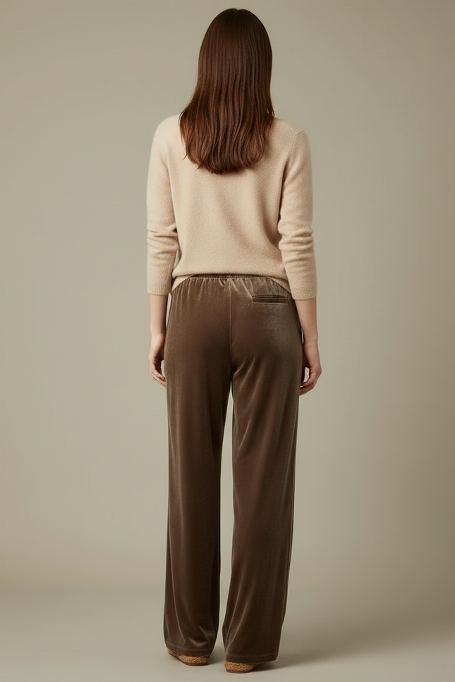 Pantalon Marron Velours Ample Fluide Décontracté Femme - vue 2